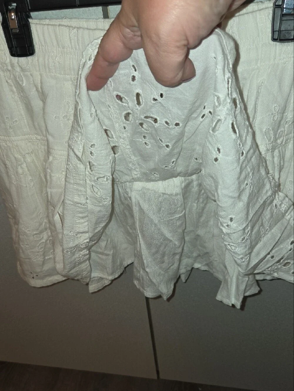 Free People White Tiered Eyelet Mini Skirt 100 Cotton